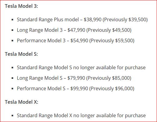 tesla pricing